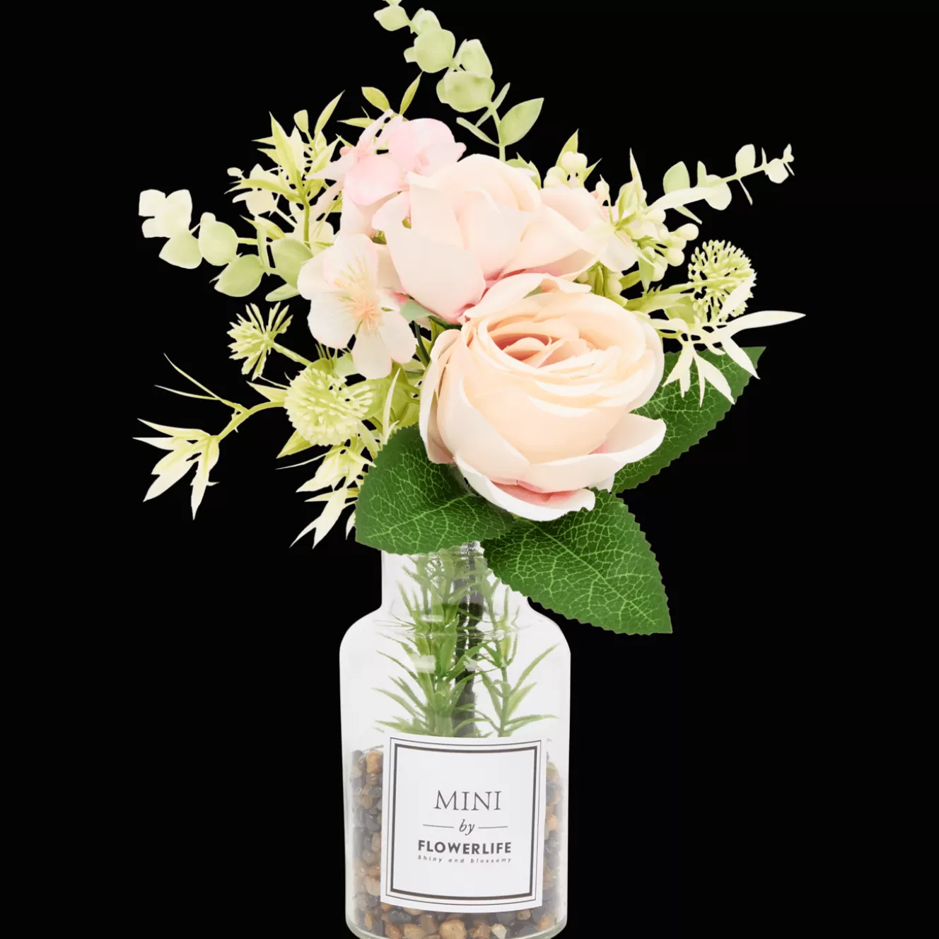 Action Kunstbloemen in glazen fles