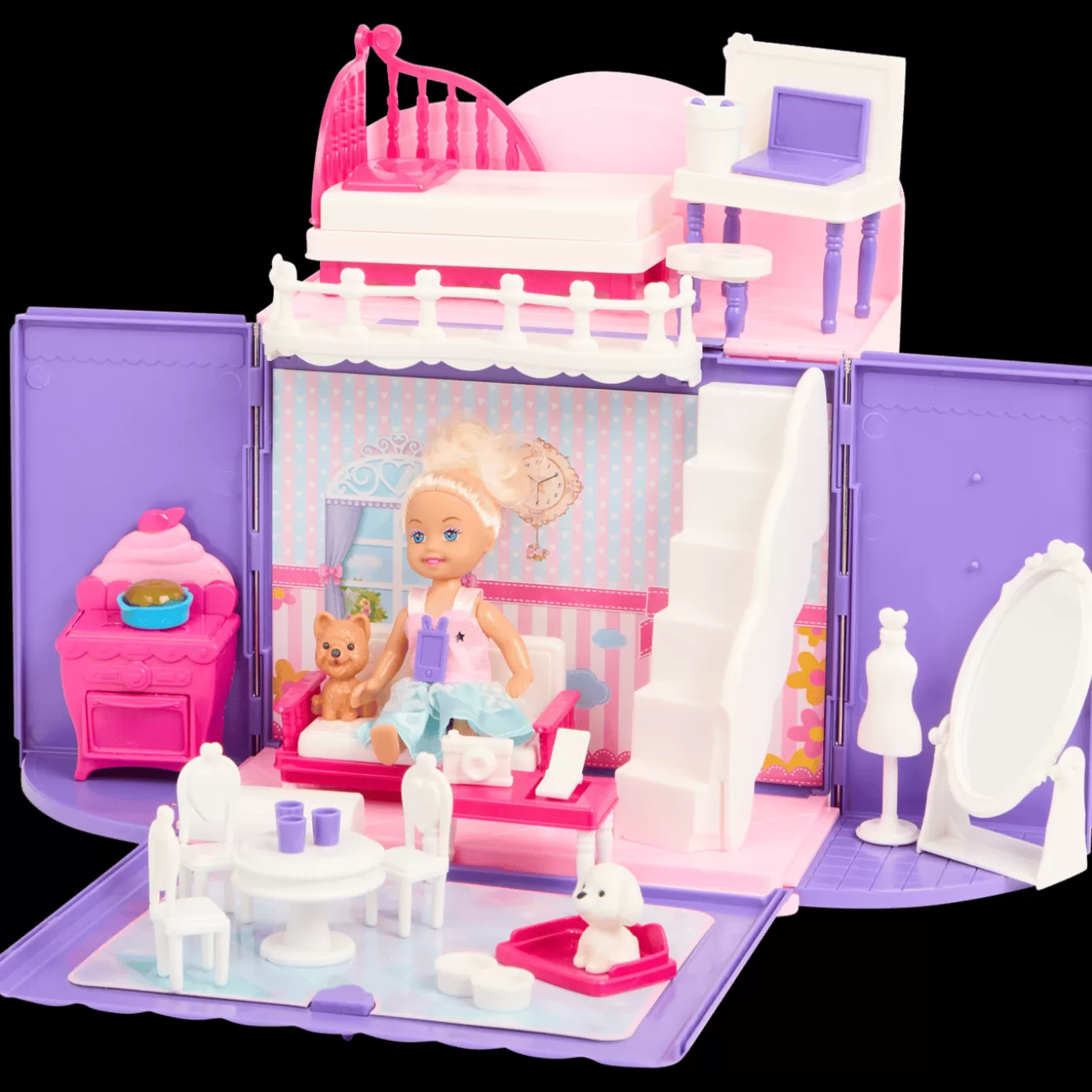 Action Pop met opvouwbaar poppenhuis